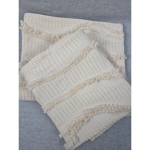 Koolaburra by UGG Standard Pillow Sham Set Beige Shag Ruffle Textured Zip Boho